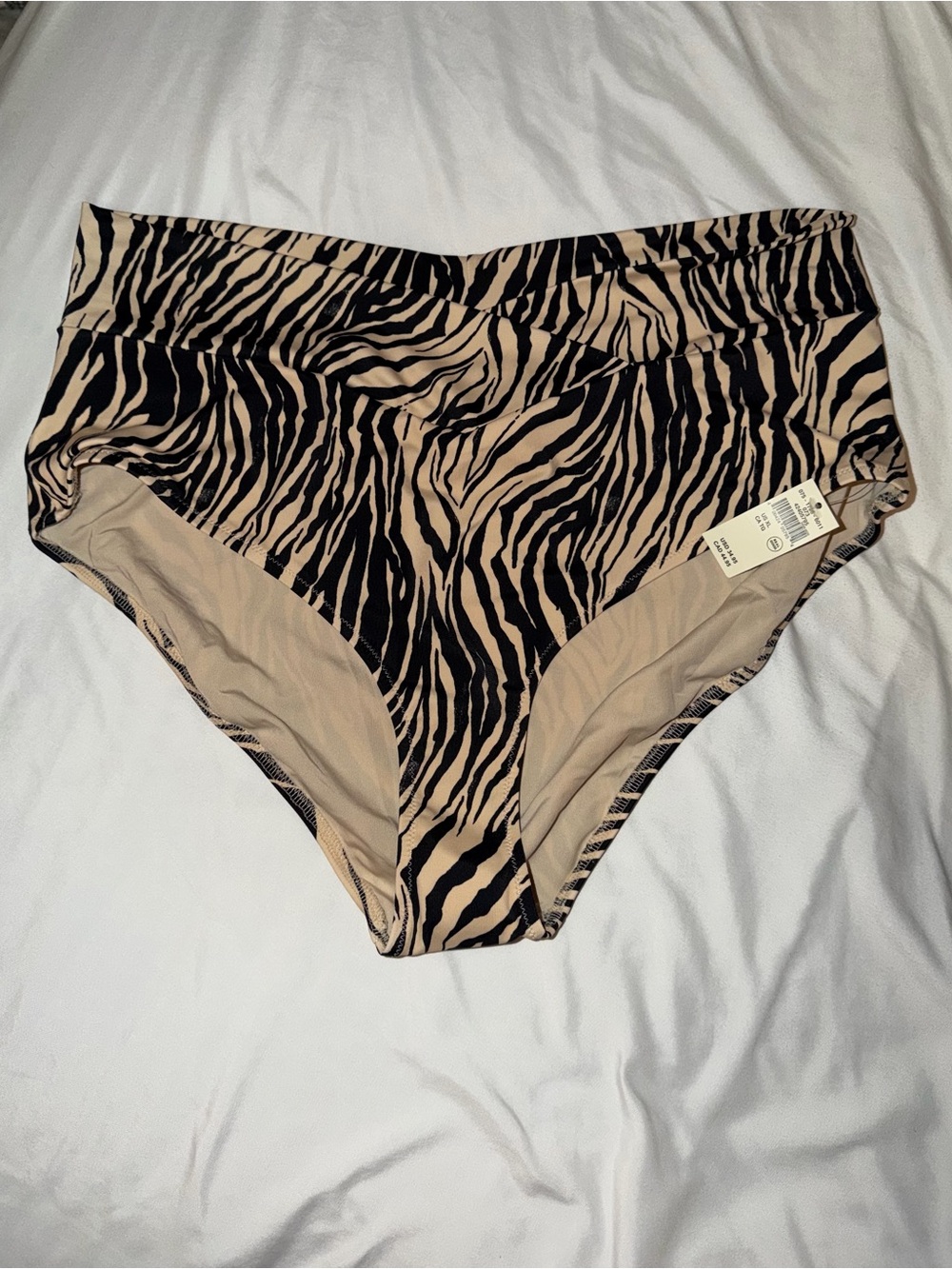 Aerie High-Waist Bikini Bottoms in Black and Tan Zebra Print